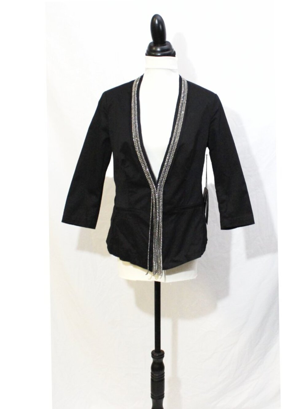 NWT Black Blazer with Rhinestone Sparkle Collar Detail